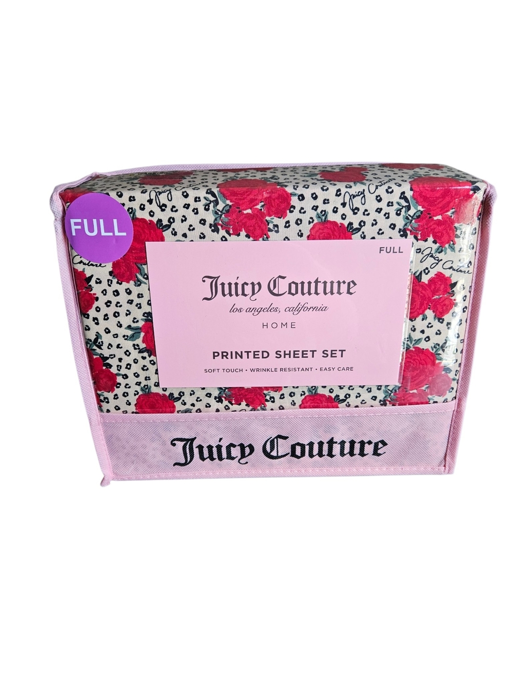 Juicy Couture Red Floral Printed Full Sheet Set